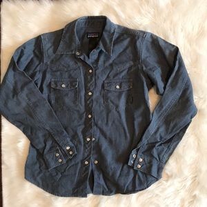 Patagonia denim pearl snap button up